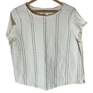 Y5- Loft Lounge Women's Extra Large  White Striped Top